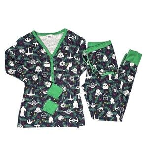 Hanna Andersson Pajama Set Womens Size S Star Wars Holiday Navy 2-Piece